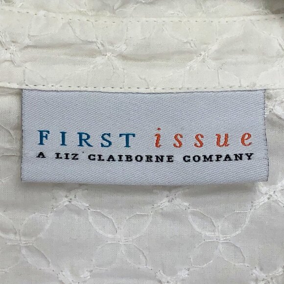 Liz Claiborne First Issue White Lace V-Neck Long Sleeve Button-Up Blouse Size M - Picture 7 of 9